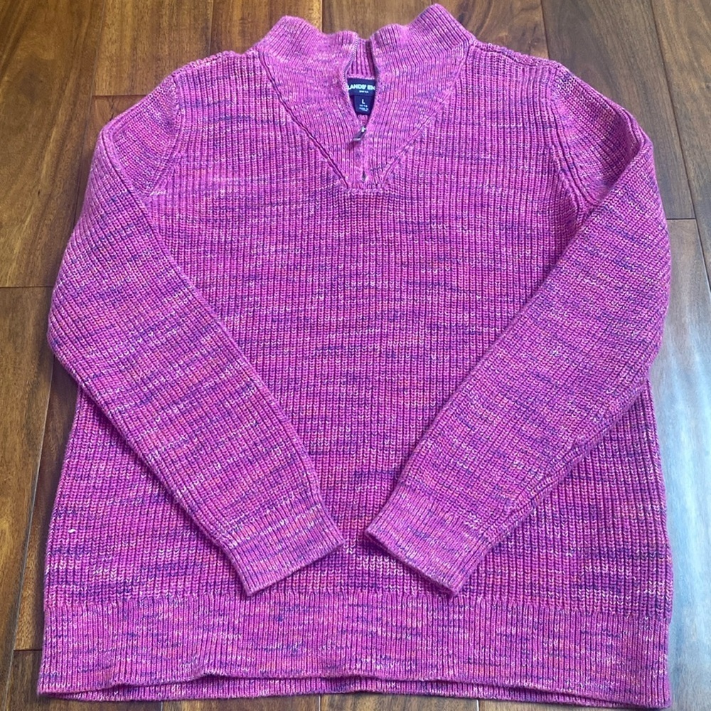 Lands’ End Pink Pullover Sweater. Size Large.